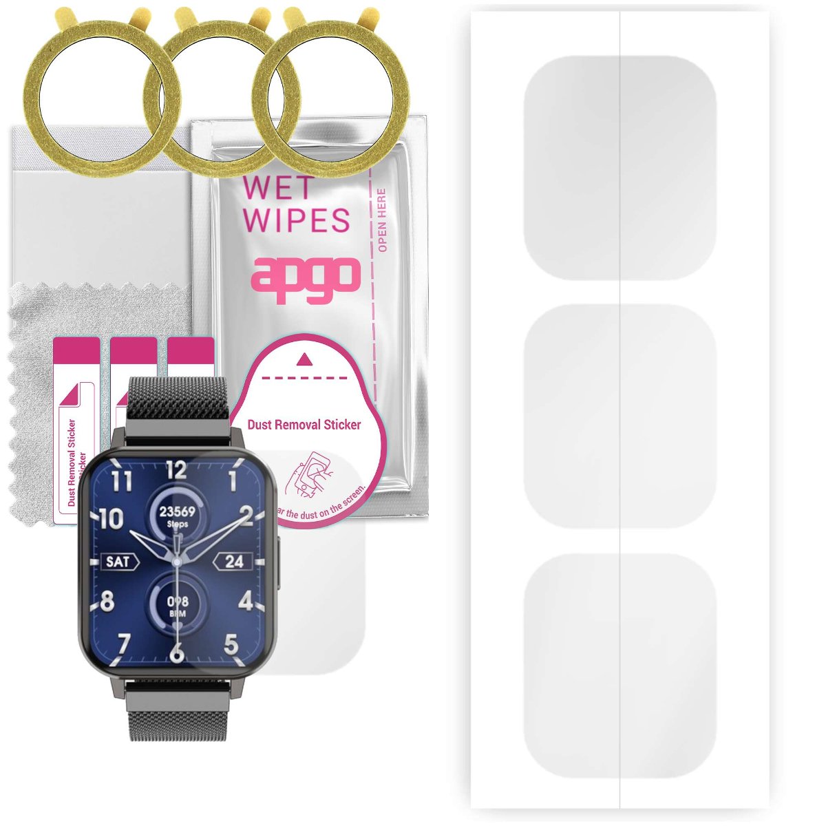 3x Folia hydrożelowa do Maxcom FW45 Aurum 2 - apgo Smartwatch Hydrogel Protection Ochrona na ekran smartwatcha