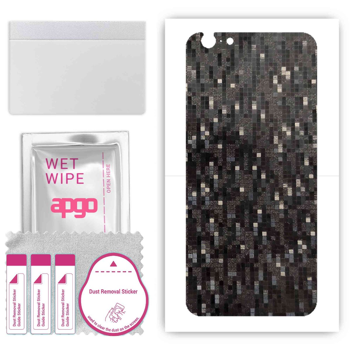 Folia naklejka skórka strukturalna na TYŁ do Apple iPhone 6s -  Carbon Pixel Czarny - apgo SKINS