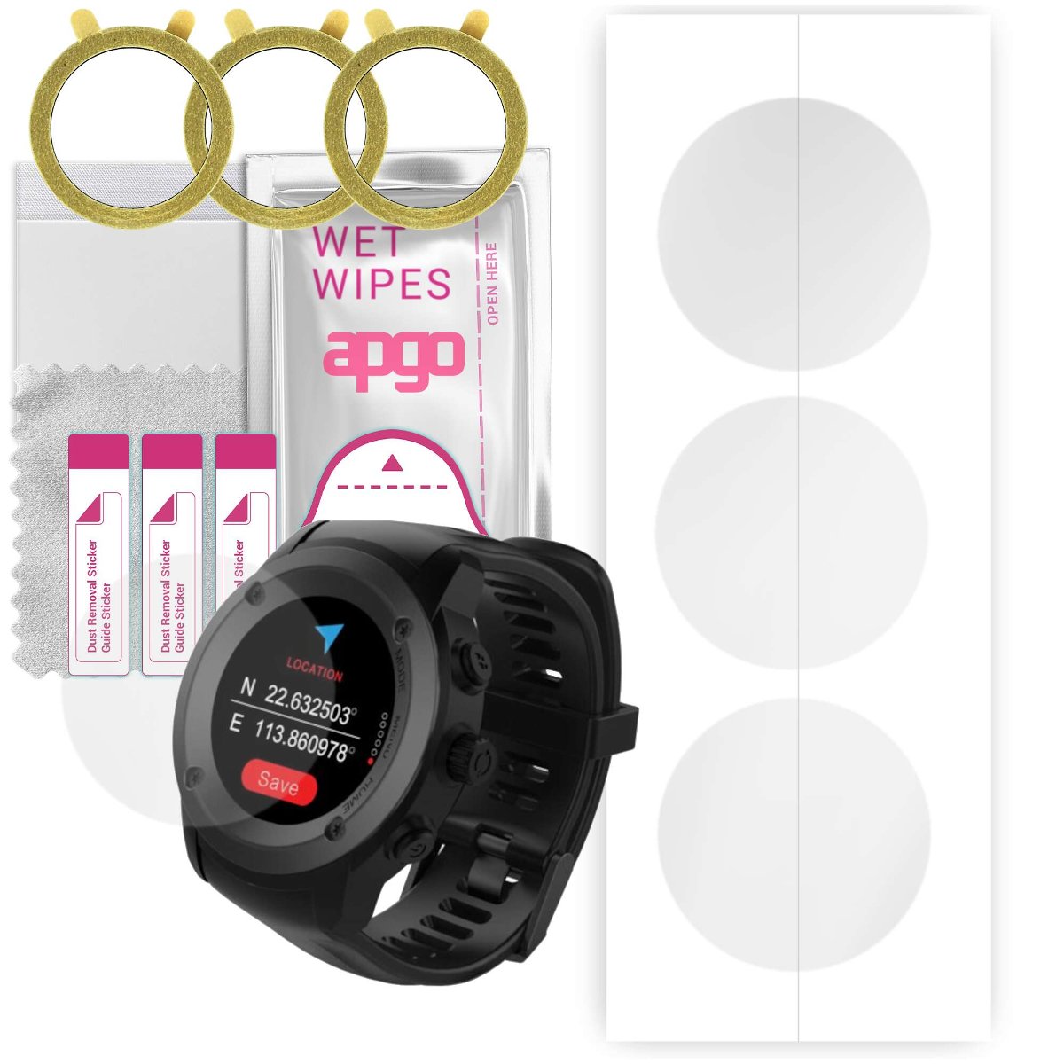 3x Folia hydrożelowa do Maxcom FW17 Power - apgo Smartwatch Hydrogel Protection Ochrona na ekran smartwatcha