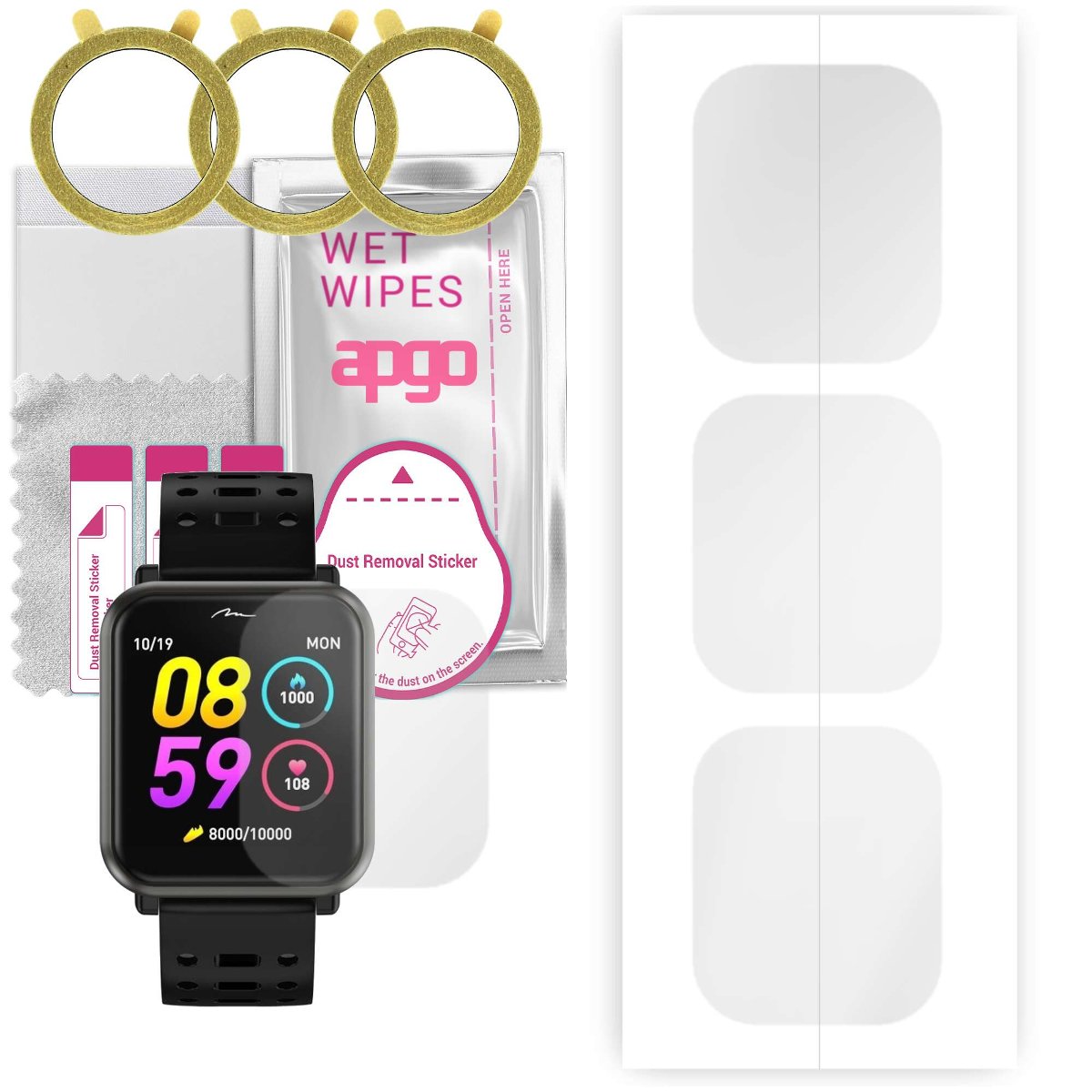 3x Folia hydrożelowa do Media-tech Active Band Next MT862 - apgo Smartwatch Hydrogel Protection Ochrona na ekran smartwatcha