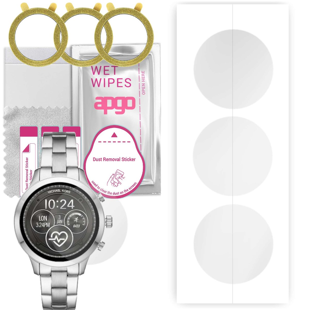 3x Folia hydrożelowa do Michael Kors MKT5044 Runway Access - apgo Smartwatch Hydrogel Protection Ochrona na ekran smartwatcha