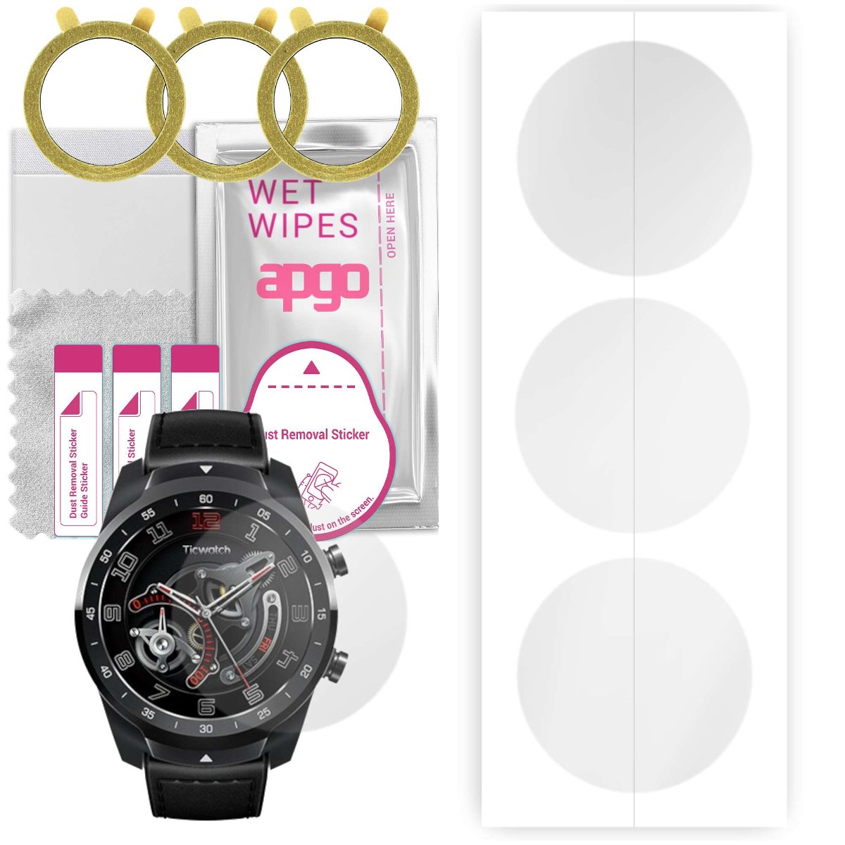 3x Folia hydrożelowa do Mobvoi Mobvoi TicWatch Pro - apgo Smartwatch Hydrogel Protection Ochrona na ekran smartwatcha