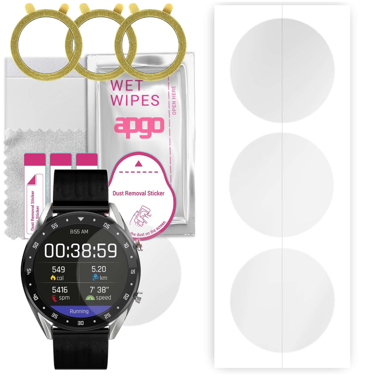 3x Folia hydrożelowa do Motus Classic - apgo Smartwatch Hydrogel Protection Ochrona na ekran smartwatcha