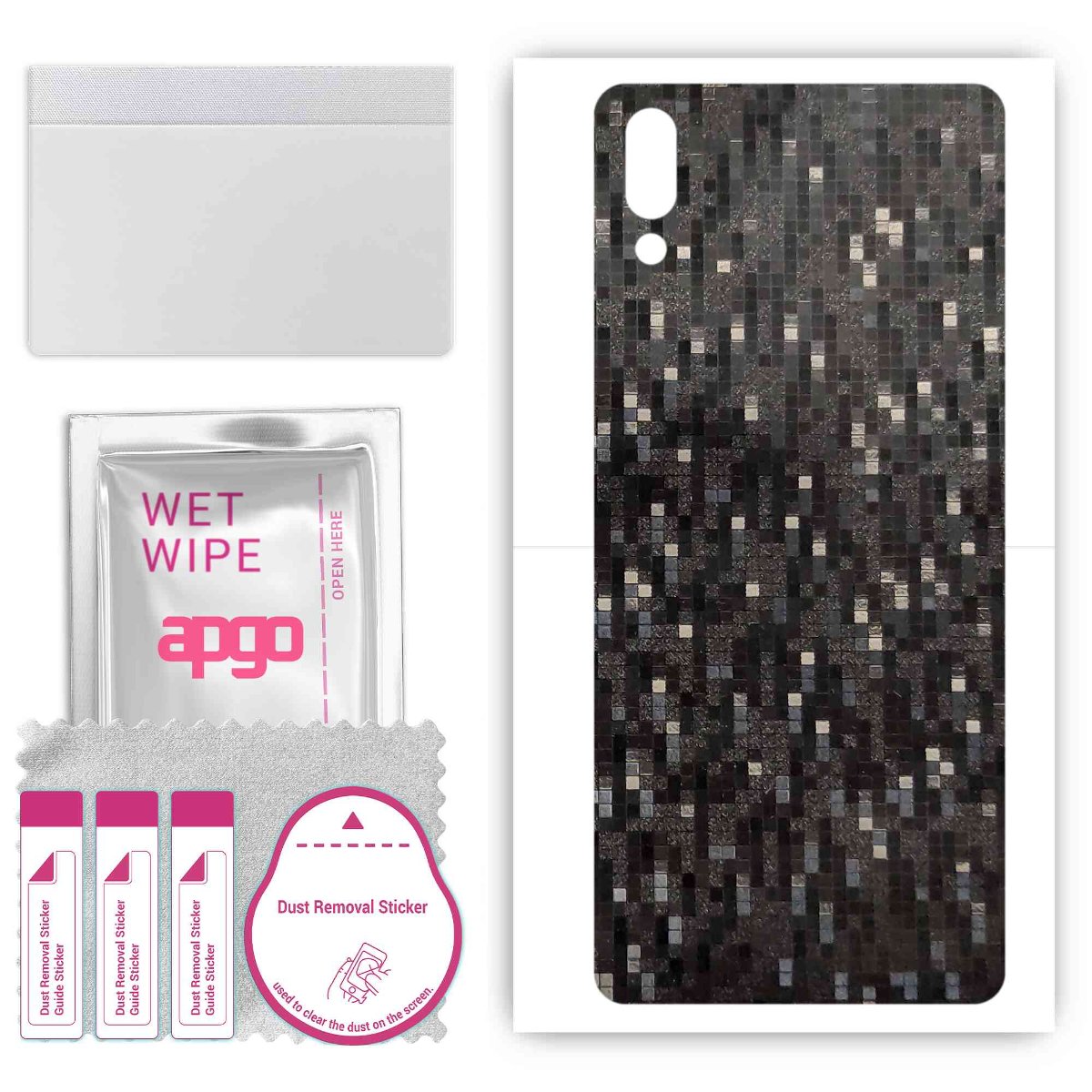 Folia naklejka skórka strukturalna na TYŁ do Sony Xperia L3 -  Carbon Pixel Czarny - apgo SKINS