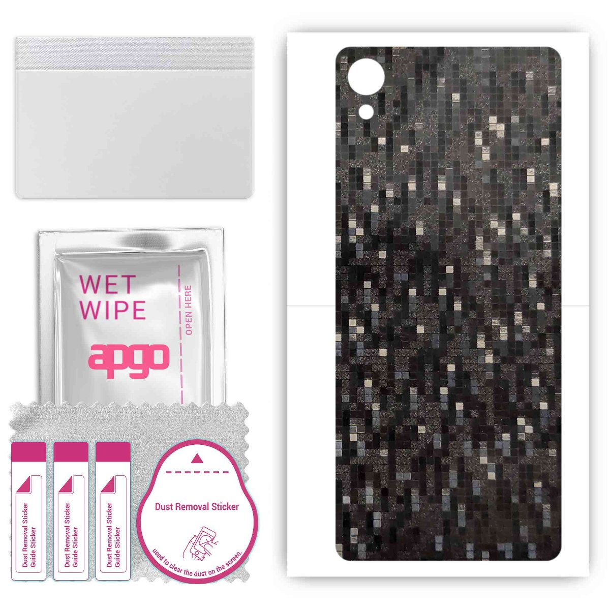 Folia naklejka skórka strukturalna na TYŁ do Sony Xperia X Performance -  Carbon Pixel Czarny - apgo SKINS