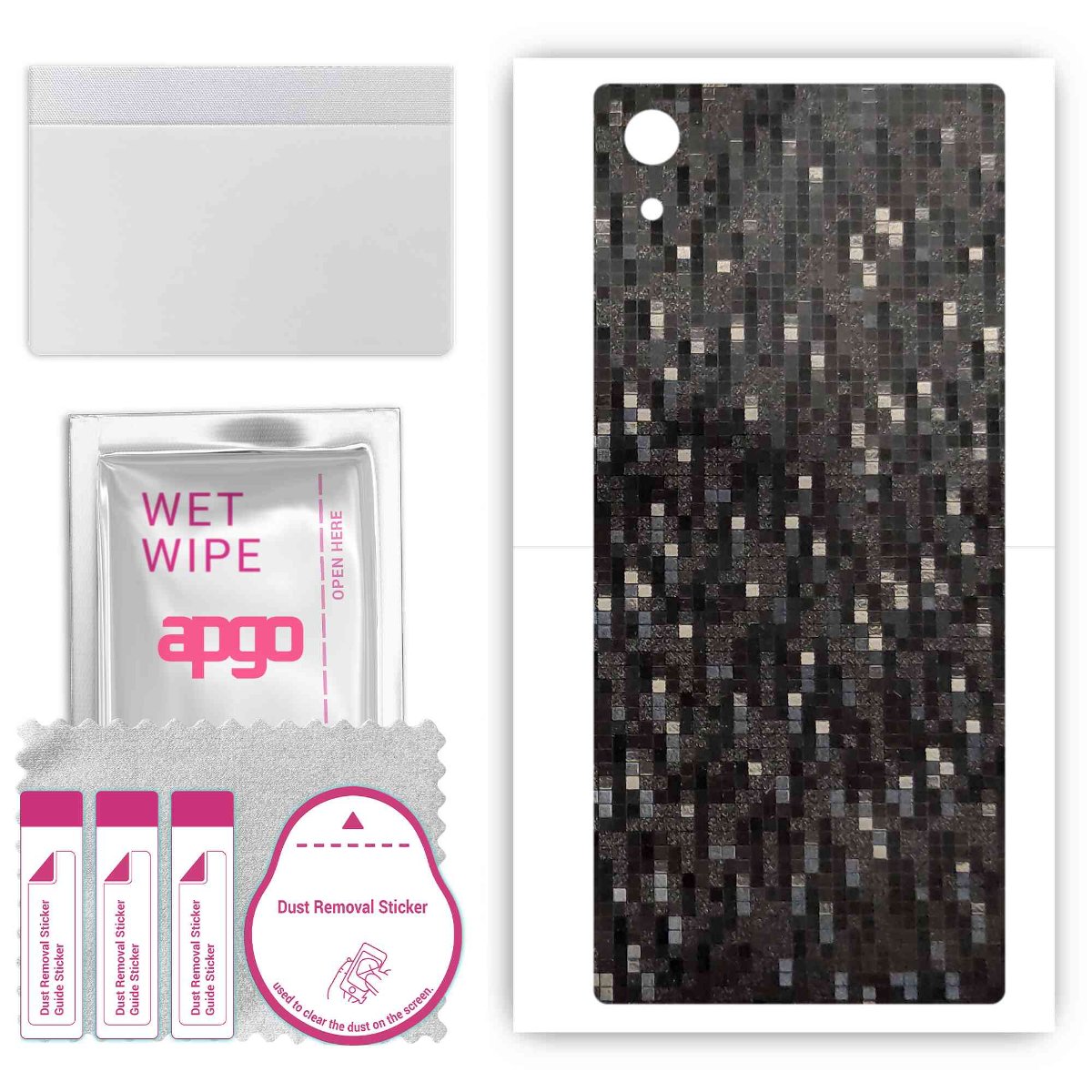 Folia naklejka skórka strukturalna na TYŁ do Sony Xperia XA1 -  Carbon Pixel Czarny - apgo SKINS