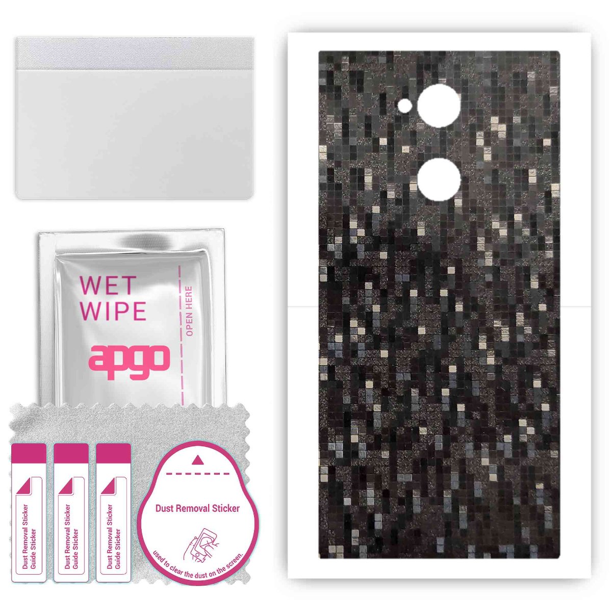 Folia naklejka skórka strukturalna na TYŁ do Sony Xperia XA2 Ultra -  Carbon Pixel Czarny - apgo SKINS