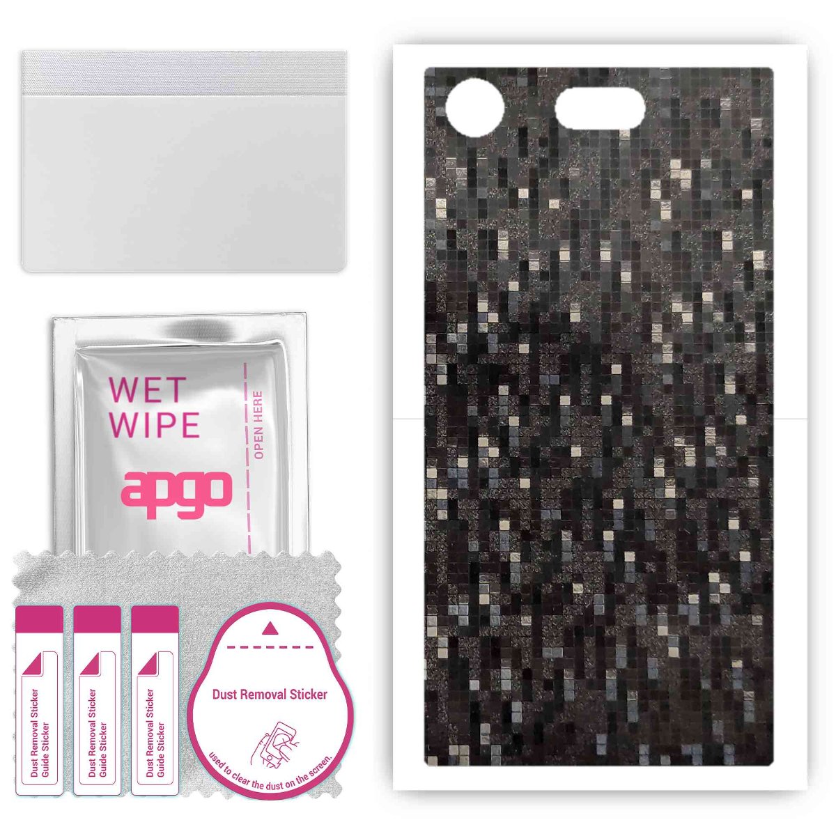 Folia naklejka skórka strukturalna na TYŁ do Sony Xperia XZ1 Compact -  Carbon Pixel Czarny - apgo SKINS