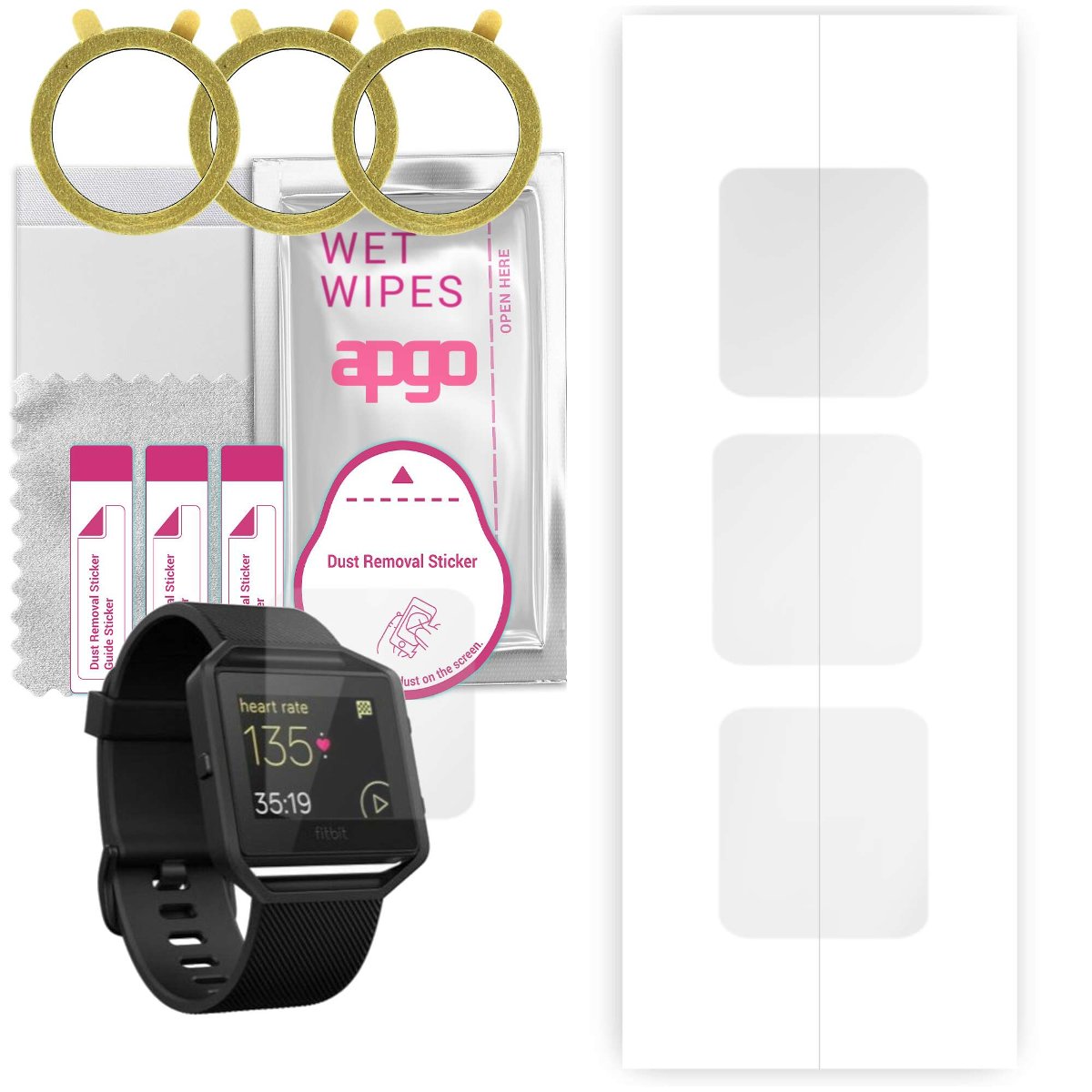 3x Folia hydrożelowa do Fitbit Blaze GunMetal - apgo Smartwatch Hydrogel Protection Ochrona na ekran smartwatcha