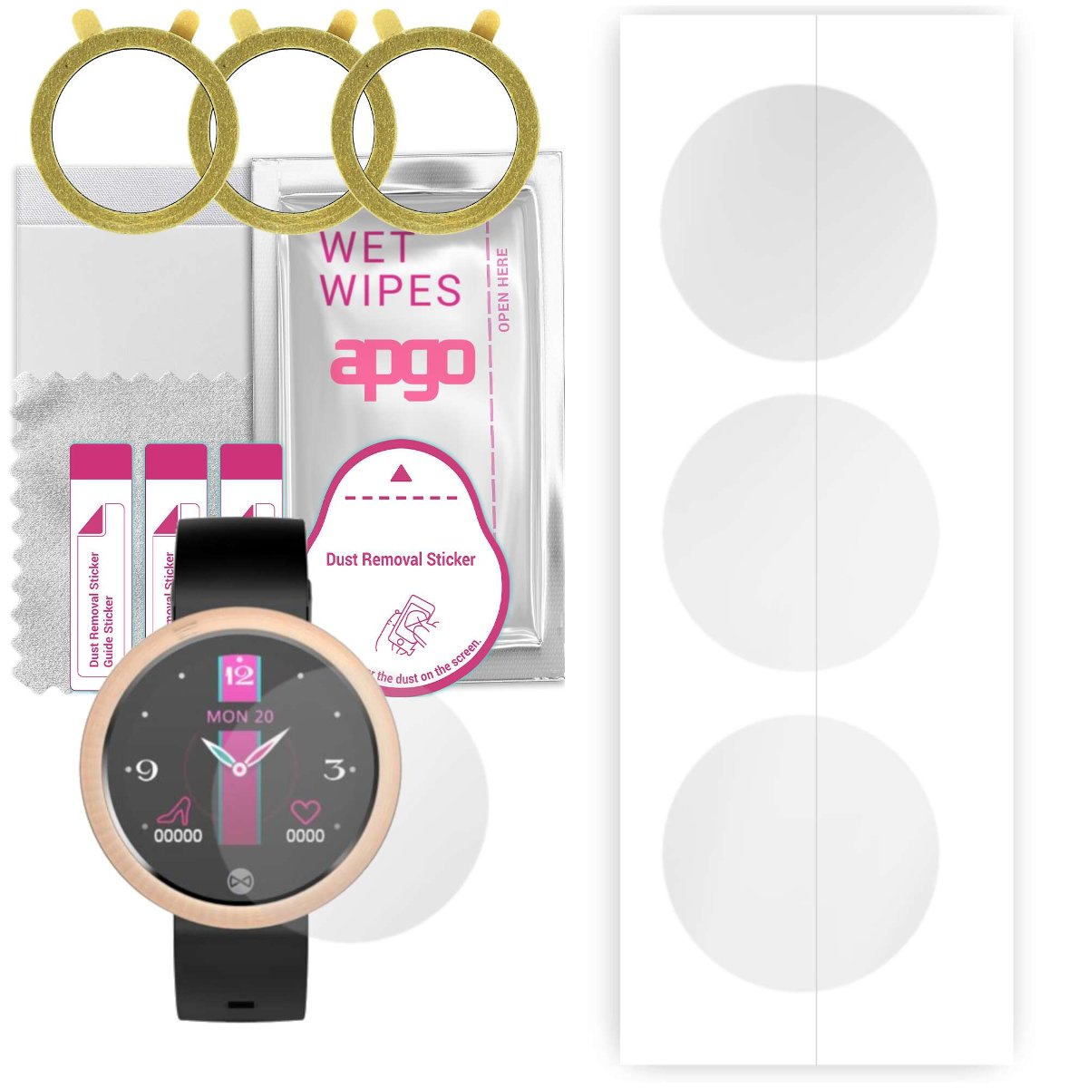3x Folia hydrożelowa do Forever SB-310 V2 - apgo Smartwatch Hydrogel Protection Ochrona na ekran smartwatcha
