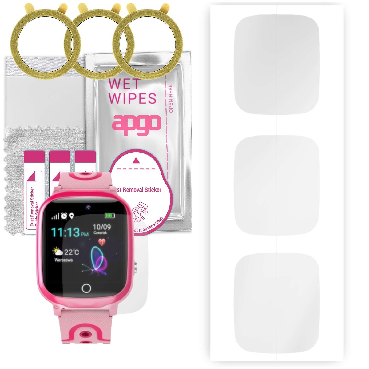 3x Folia hydrożelowa do GoGPS K17 - apgo Smartwatch Hydrogel Protection Ochrona na ekran smartwatcha