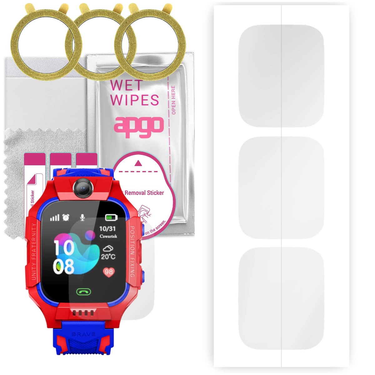 3x Folia hydrożelowa do GoGPS K24 - apgo Smartwatch Hydrogel Protection Ochrona na ekran smartwatcha