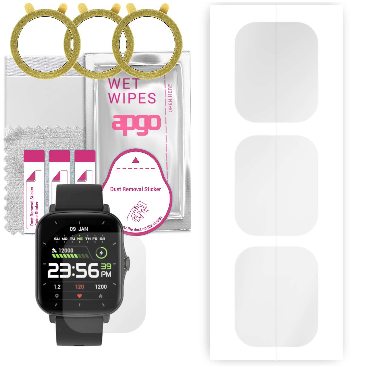 3x Folia hydrożelowa do Colmi P8 Plus GT - apgo Smartwatch Hydrogel Protection Ochrona na ekran smartwatcha