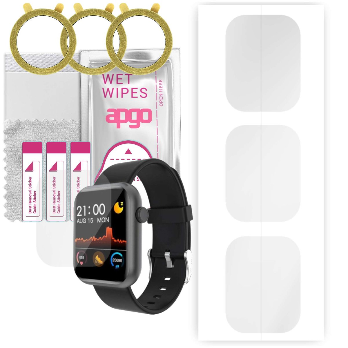 3x Folia hydrożelowa do Colmi P9 - apgo Smartwatch Hydrogel Protection Ochrona na ekran smartwatcha