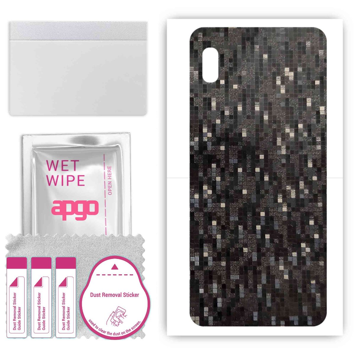 Folia naklejka skórka strukturalna na TYŁ do Samsung Galaxy A10s -  Carbon Pixel Czarny - apgo SKINS