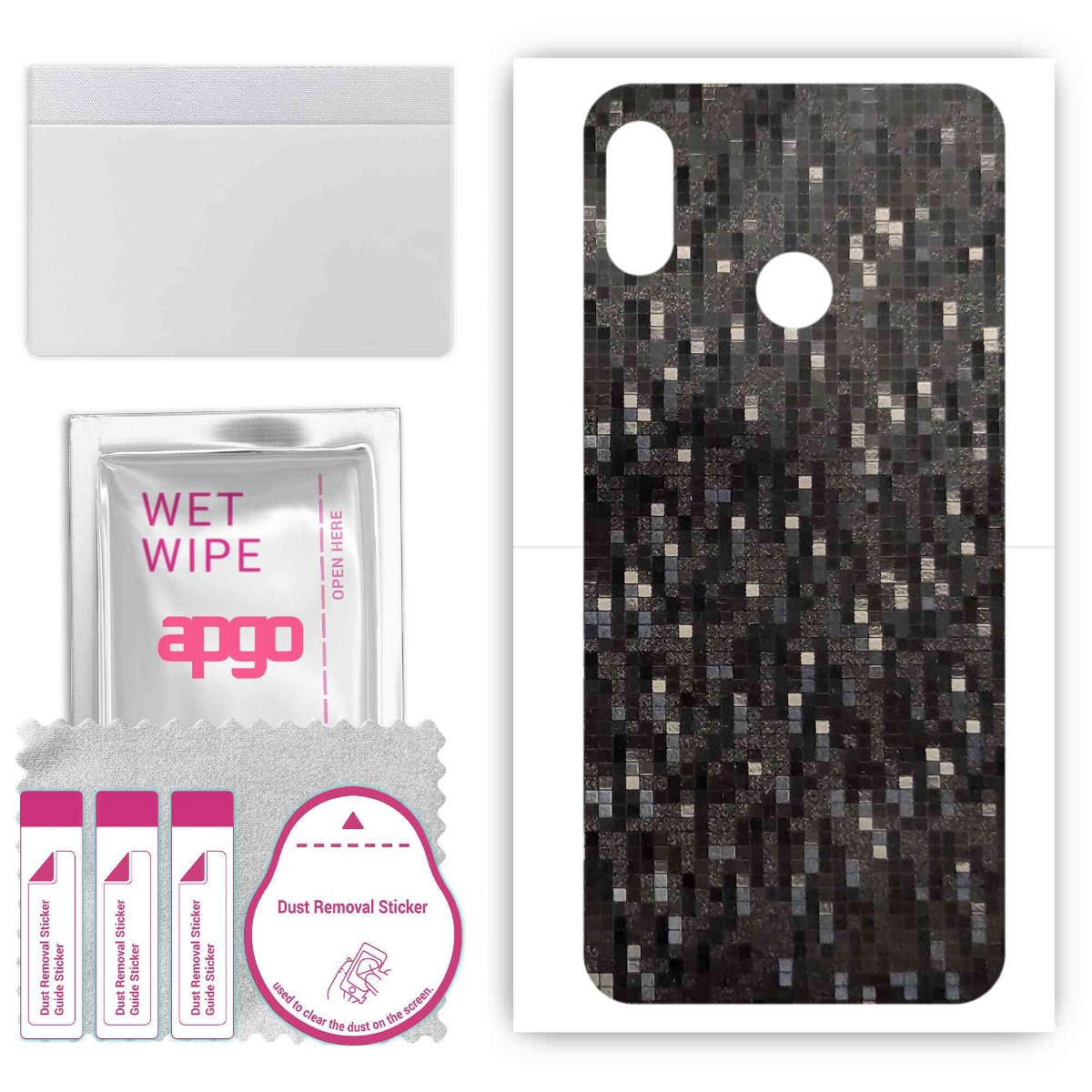 Folia naklejka skórka strukturalna na TYŁ do HTC U12 life -  Carbon Pixel Czarny - apgo SKINS