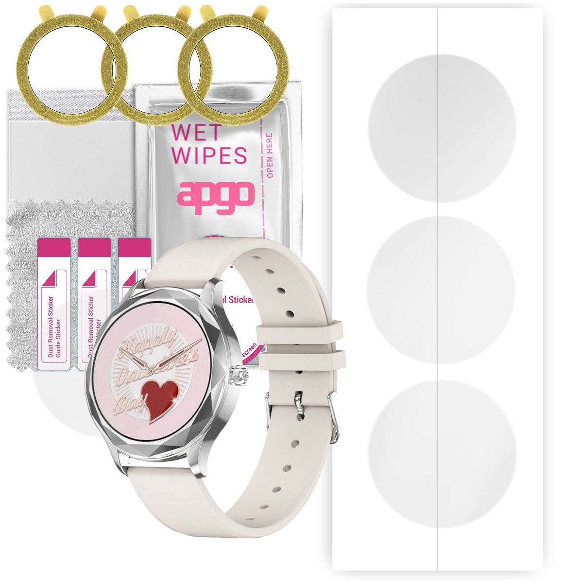3x Folia hydrożelowa do Pacific White PC00154 - apgo Smartwatch Hydrogel Protection Ochrona na ekran smartwatcha
