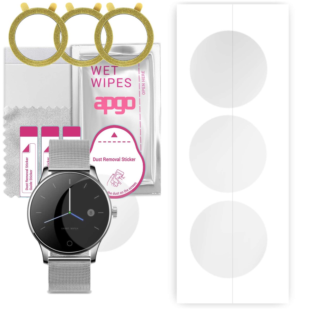 3x Folia hydrożelowa do Overmax Touch 2.5 - apgo Smartwatch Hydrogel Protection Ochrona na ekran smartwatcha
