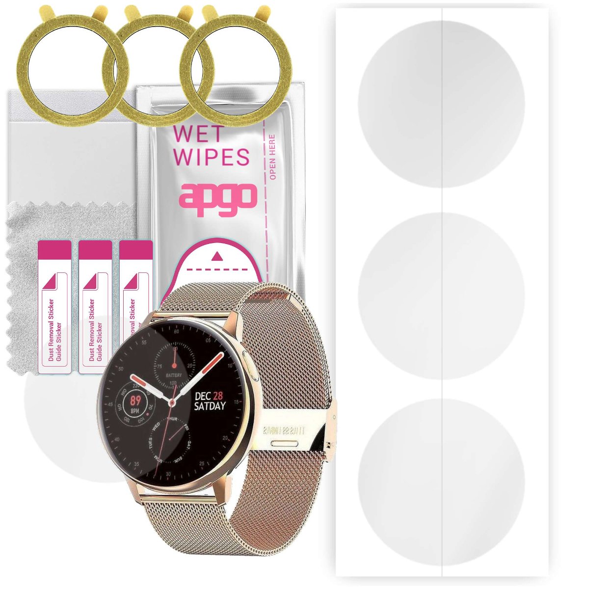 3x Folia hydrożelowa do Pacific Rose-Gold PC00133 - apgo Smartwatch Hydrogel Protection Ochrona na ekran smartwatcha