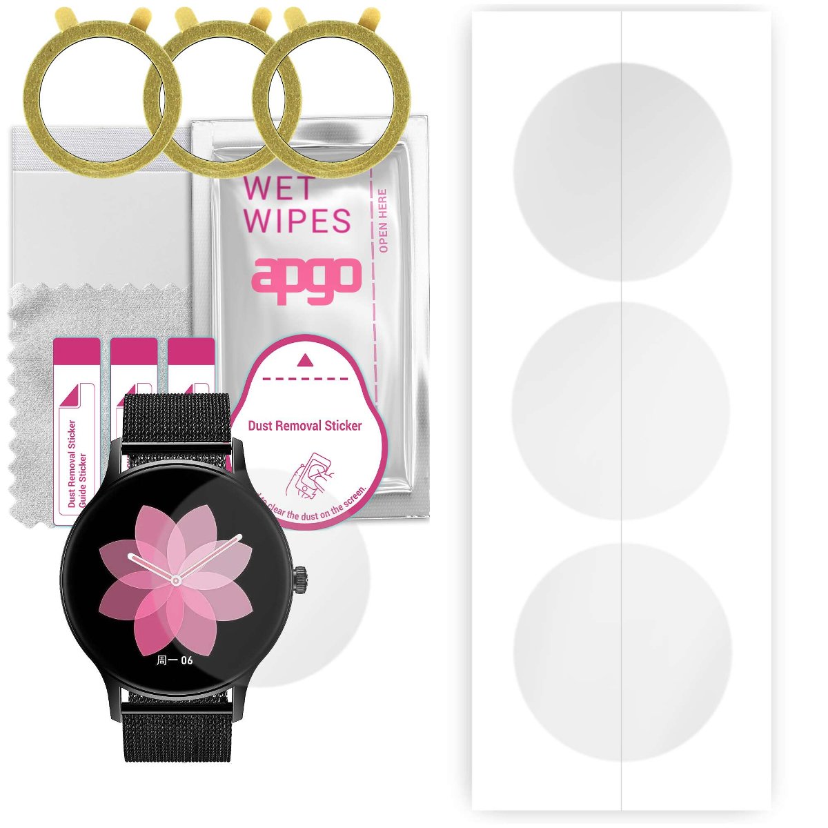 3x Folia hydrożelowa do Pacific Black SET PC00162 - apgo Smartwatch Hydrogel Protection Ochrona na ekran smartwatcha