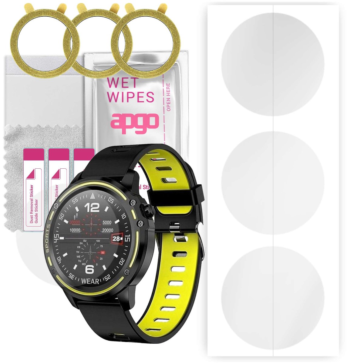 3x Folia hydrożelowa do Pacific Black PC00126 - apgo Smartwatch Hydrogel Protection Ochrona na ekran smartwatcha