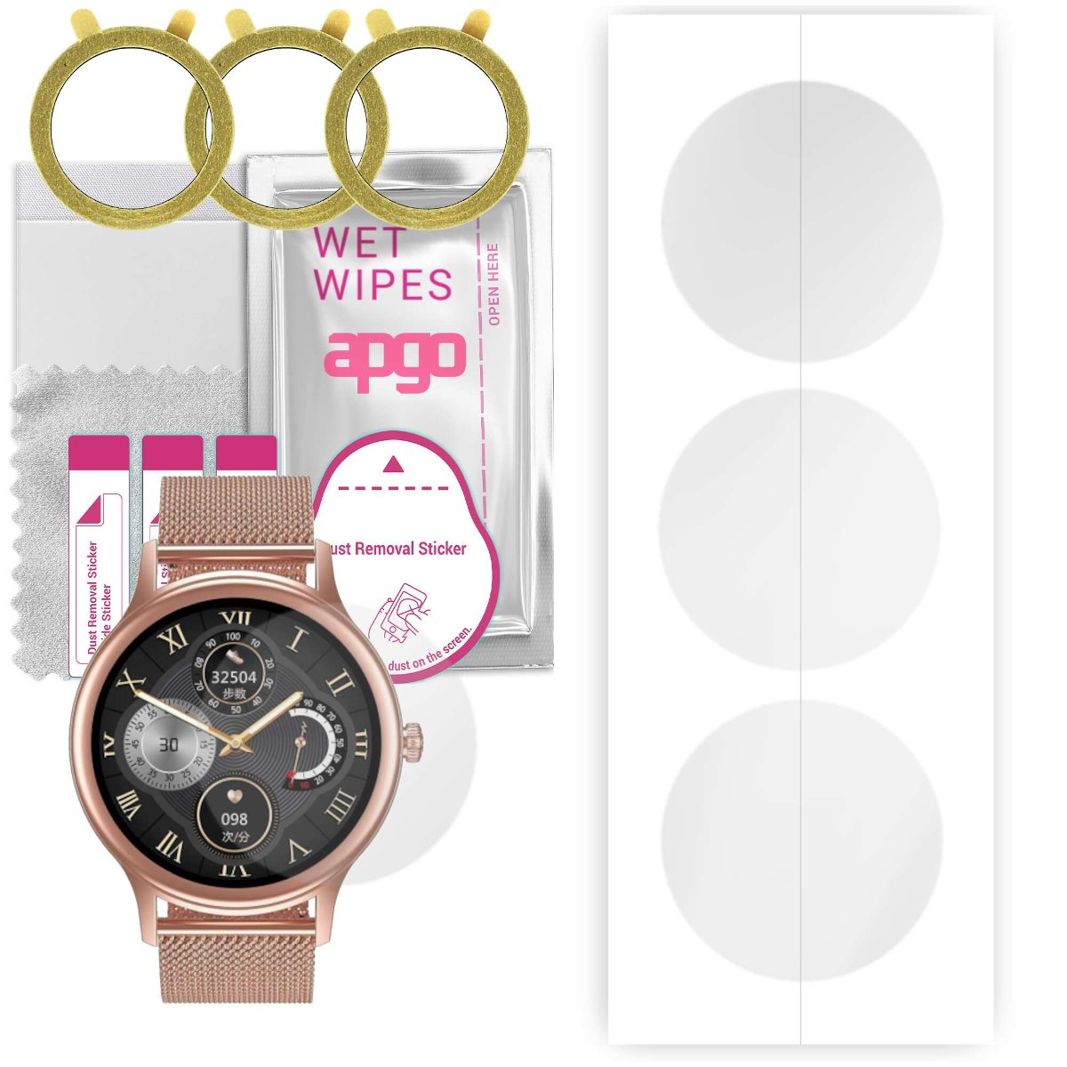 3x Folia hydrożelowa do Pacific Rose Gold SET PC00160 - apgo Smartwatch Hydrogel Protection Ochrona na ekran smartwatcha