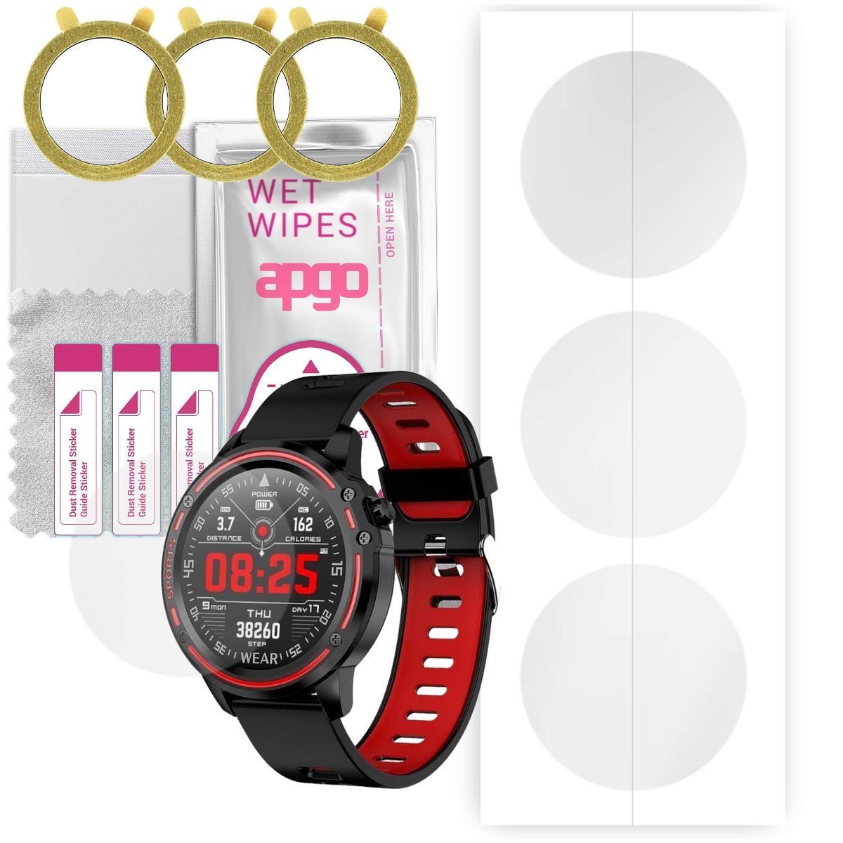 3x Folia hydrożelowa do Pacific Black PC00125 - apgo Smartwatch Hydrogel Protection Ochrona na ekran smartwatcha