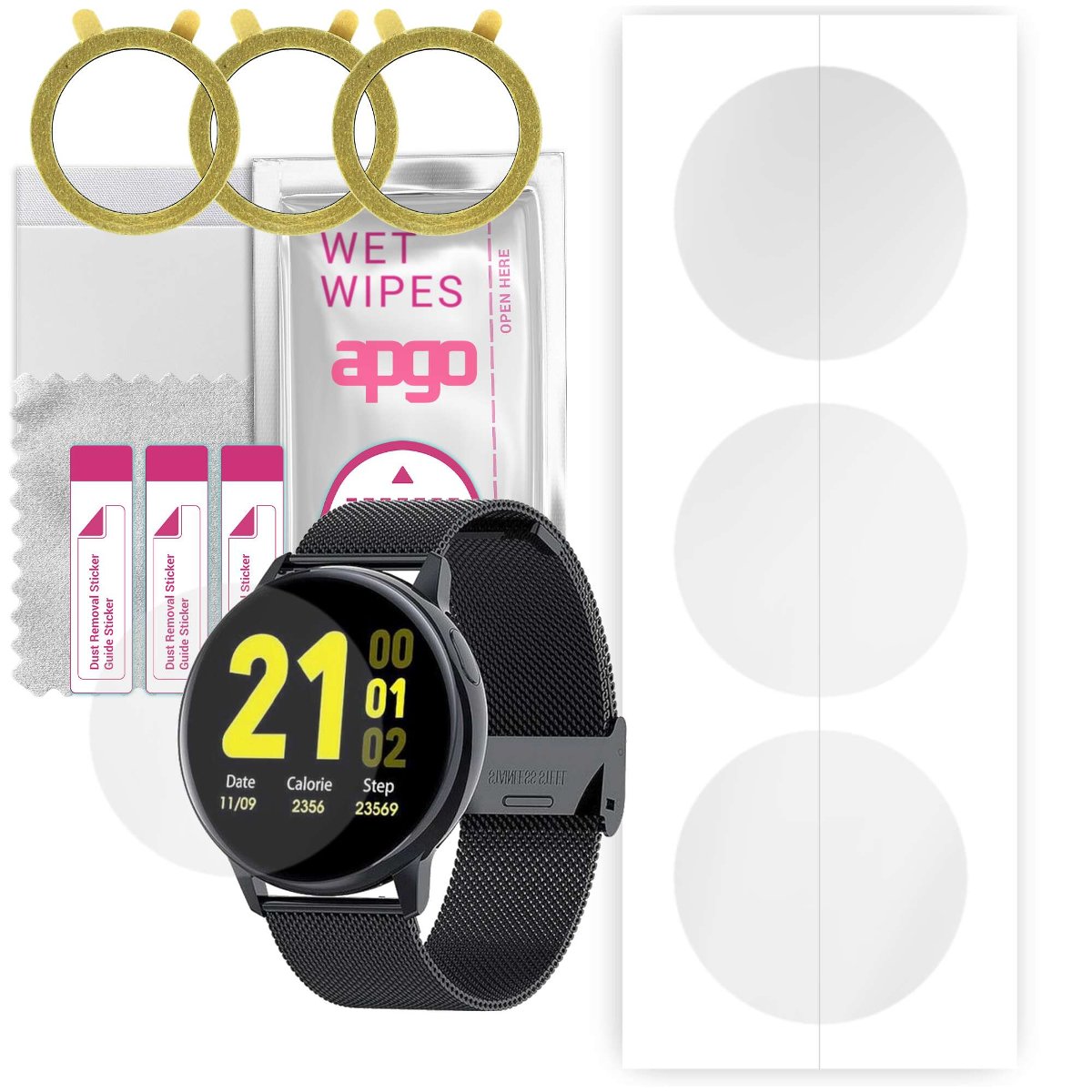 3x Folia hydrożelowa do Pacific Black PC00134 - apgo Smartwatch Hydrogel Protection Ochrona na ekran smartwatcha