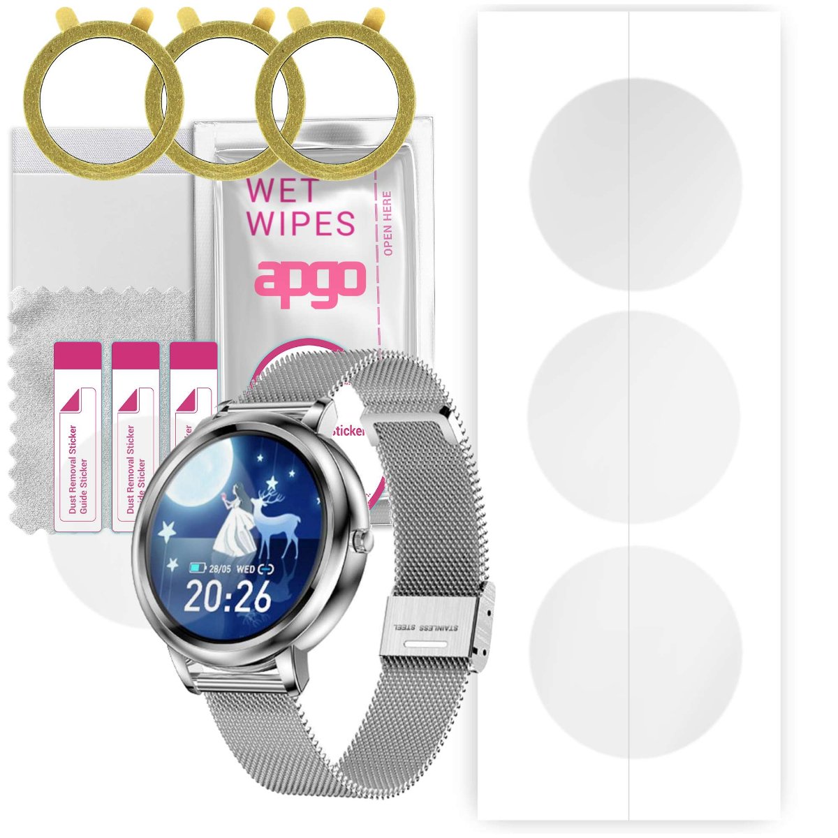 3x Folia hydrożelowa do Pacific Silver PC00157 - apgo Smartwatch Hydrogel Protection Ochrona na ekran smartwatcha
