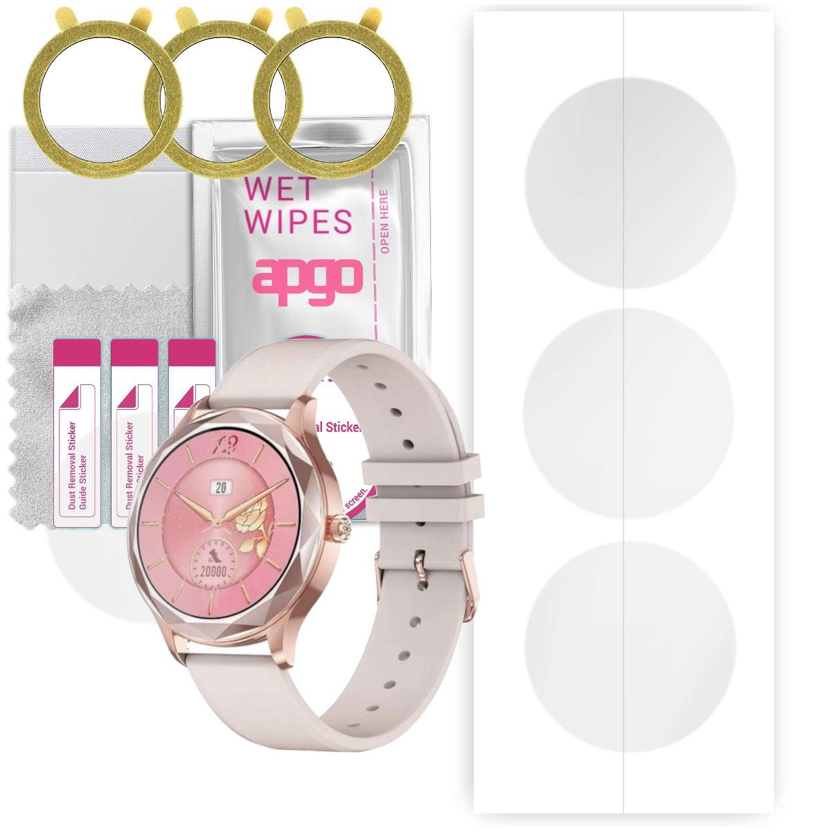 3x Folia hydrożelowa do Pacific Rose PC00155 - apgo Smartwatch Hydrogel Protection Ochrona na ekran smartwatcha