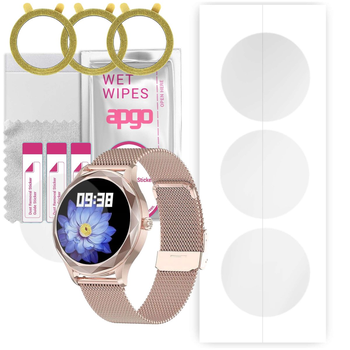 3x Folia hydrożelowa do Pacific Rose Gold PC00153 - apgo Smartwatch Hydrogel Protection Ochrona na ekran smartwatcha