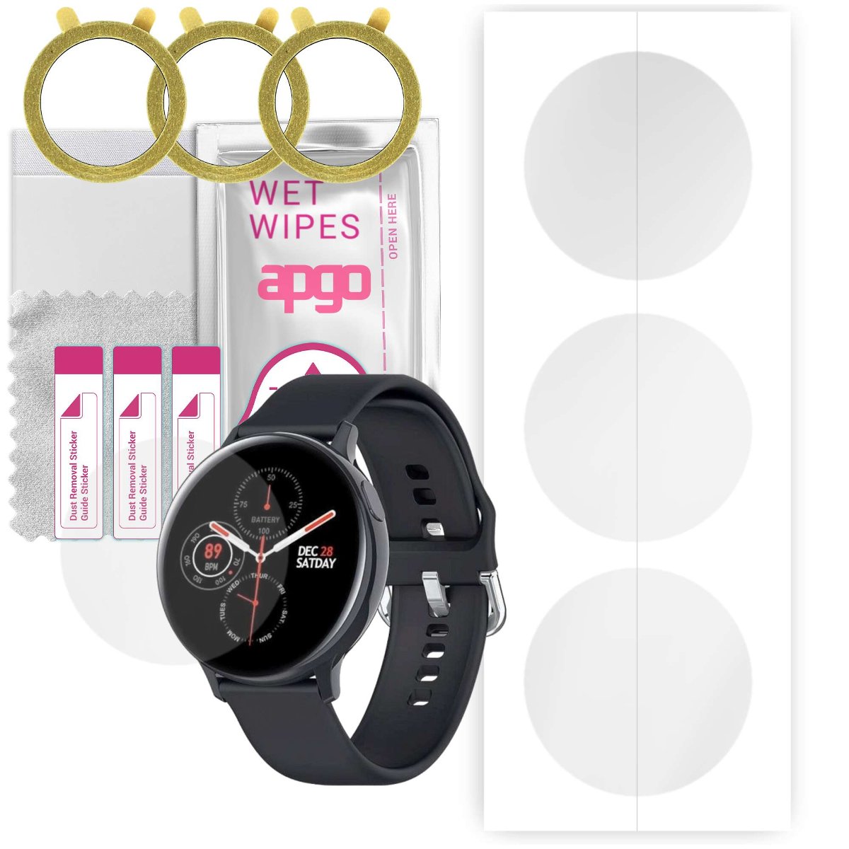 3x Folia hydrożelowa do Pacific Black PC00130 - apgo Smartwatch Hydrogel Protection Ochrona na ekran smartwatcha