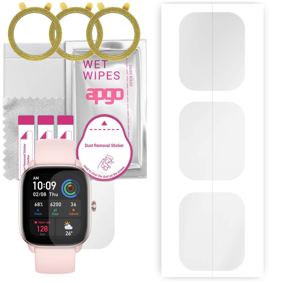 3x Folia hydrożelowa do Amazfit GTS 4 Mini - apgo Smartwatch Hydrogel Protection Ochrona na ekran smartwatcha