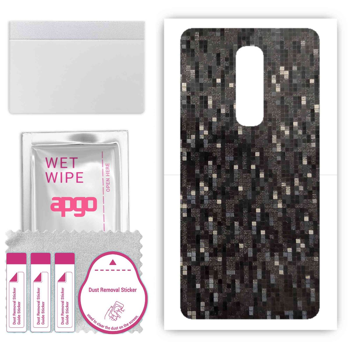 Folia naklejka skórka strukturalna na TYŁ do OnePlus 6 -  Carbon Pixel Czarny - apgo SKINS