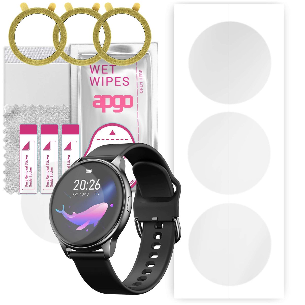 3x Folia hydrożelowa do MoreFit YQ-MFSW220-BK-DE - apgo Smartwatch Hydrogel Protection Ochrona na ekran smartwatcha