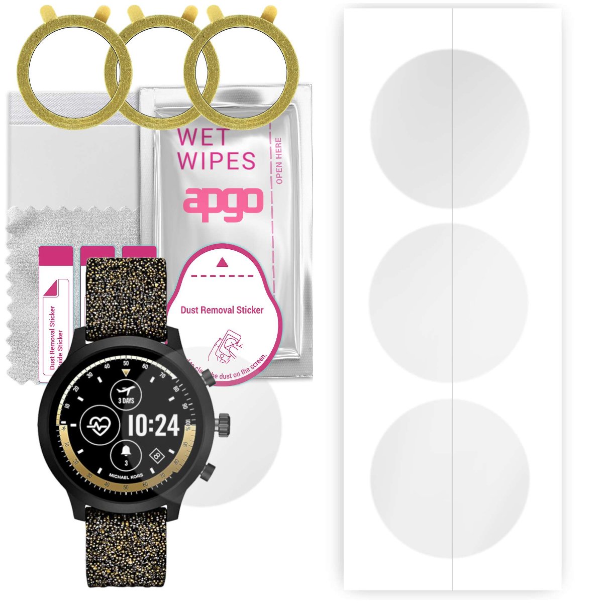 3x Folia hydrożelowa do Michael Kors MKT5093  - apgo Smartwatch Hydrogel Protection Ochrona na ekran smartwatcha