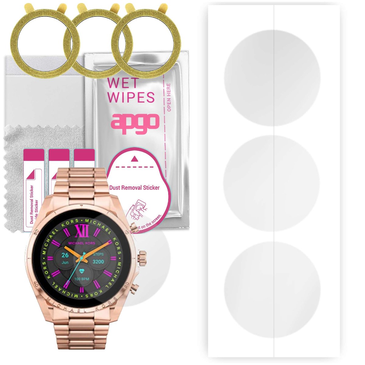 3x Folia hydrożelowa do Michael Kors MKT5133V  - apgo Smartwatch Hydrogel Protection Ochrona na ekran smartwatcha