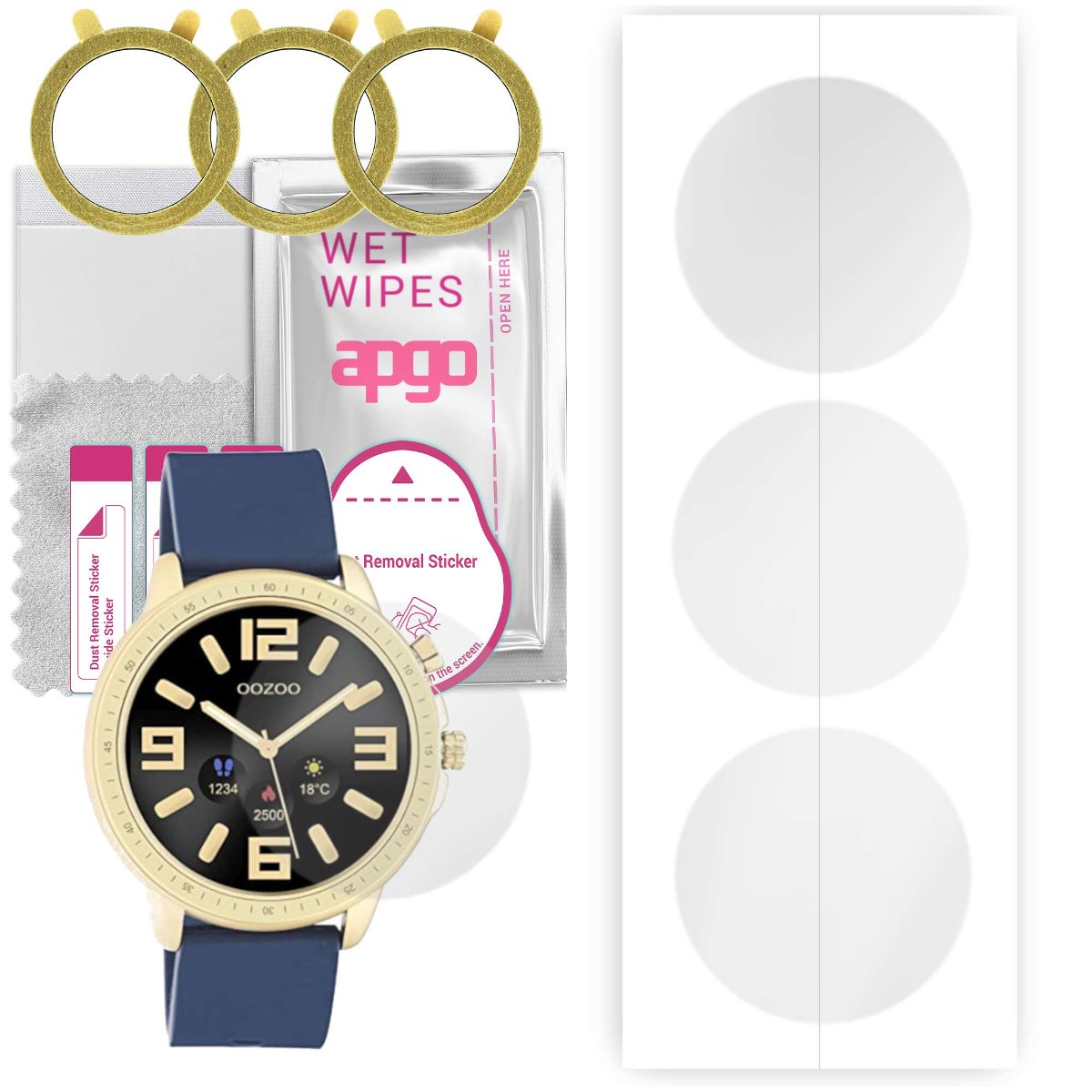 3x Folia hydrożelowa do Oozoo Q00321 45mm - apgo Smartwatch Hydrogel Protection Ochrona na ekran smartwatcha
