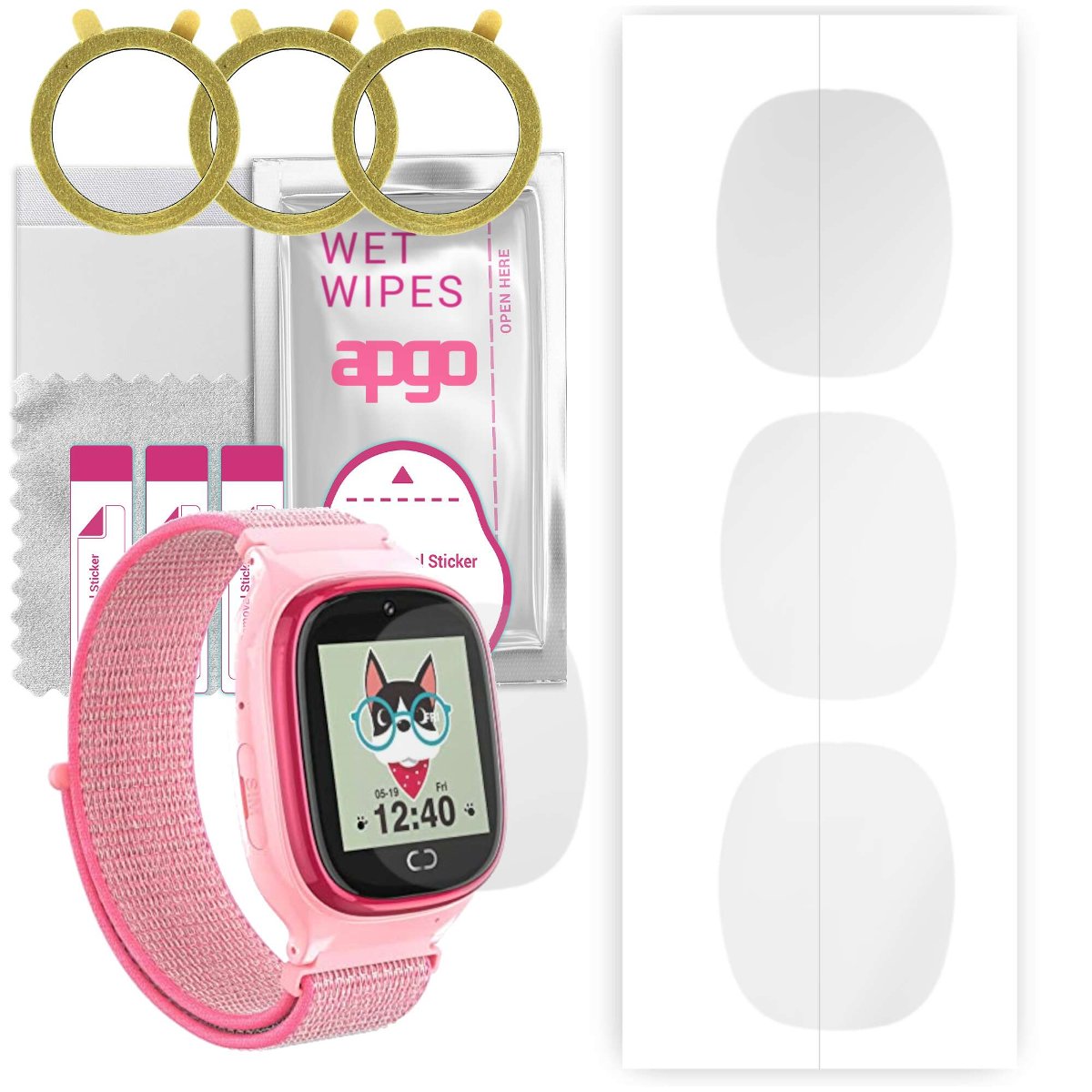 3x Folia hydrożelowa do Pthtechus MG-S17-PINK - apgo Smartwatch Hydrogel Protection Ochrona na ekran smartwatcha