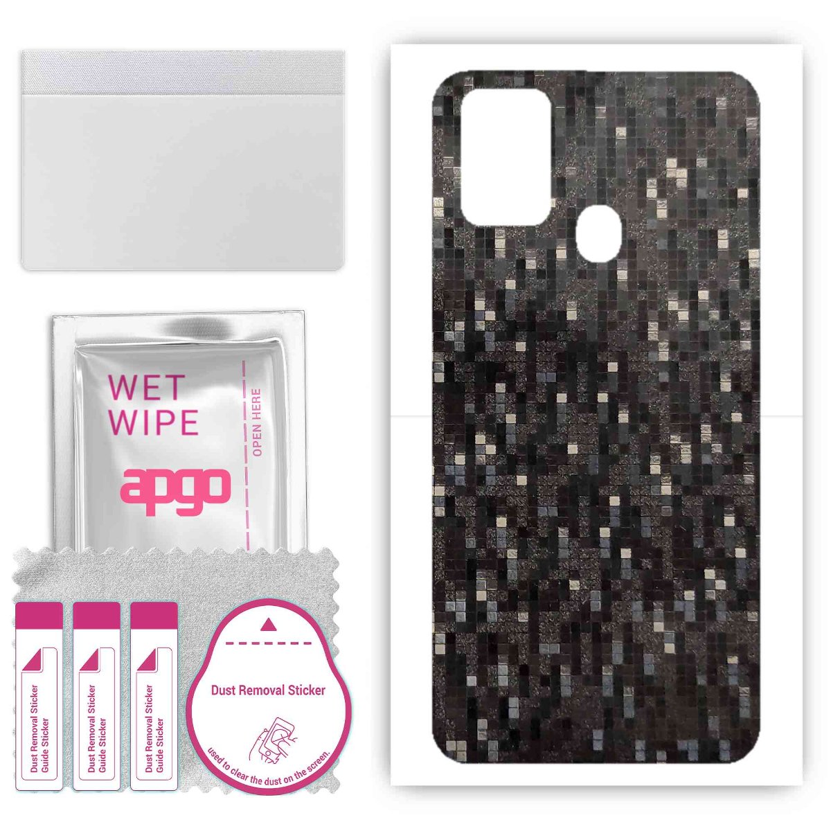 Folia naklejka skórka strukturalna na TYŁ do Samsung Galaxy M31 -  Carbon Pixel Czarny - apgo SKINS