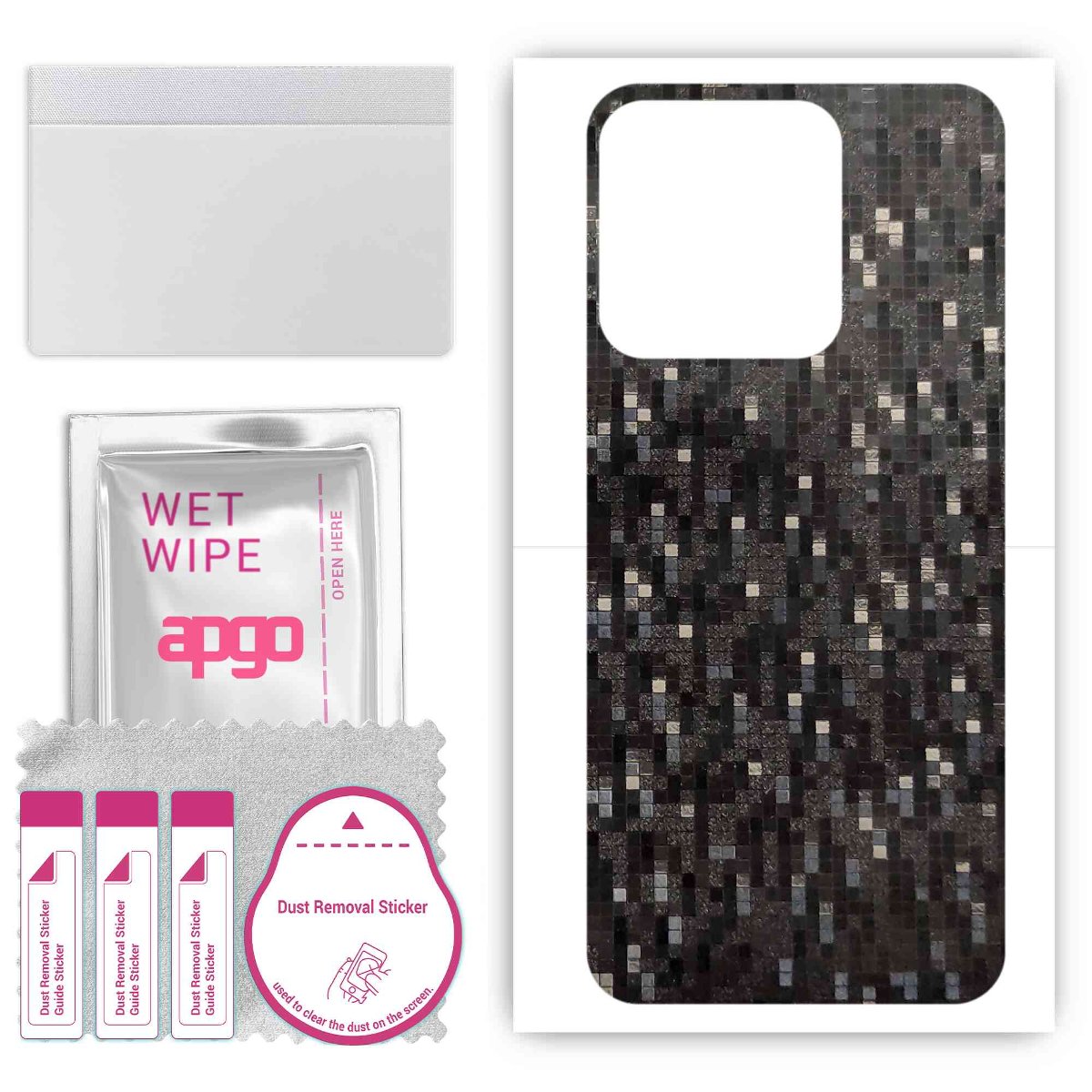 Folia naklejka skórka strukturalna na TYŁ do Tecno Spark 8 -  Carbon Pixel Czarny - apgo SKINS