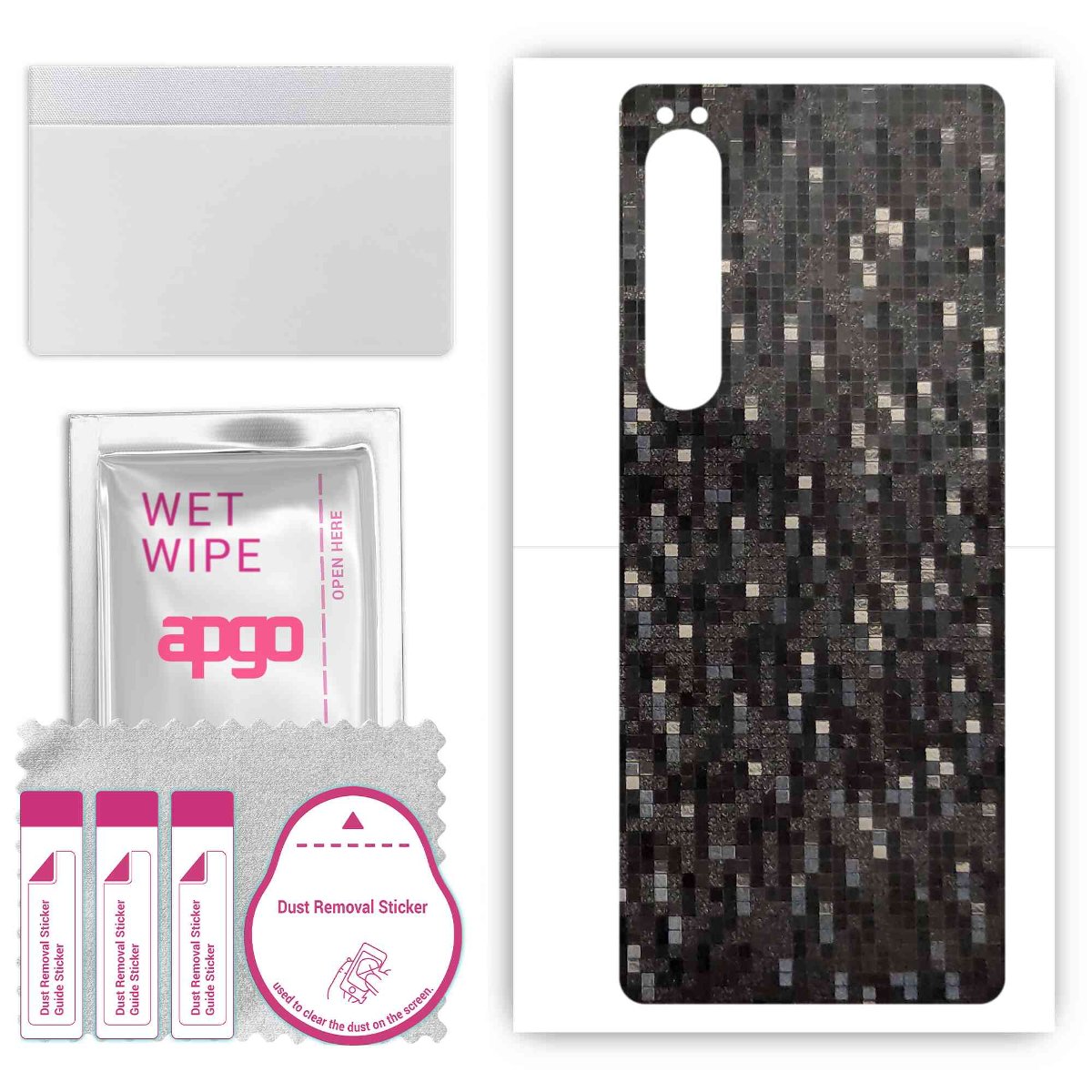 Folia naklejka skórka strukturalna na TYŁ do Sony Xperia 1 IV -  Carbon Pixel Czarny - apgo SKINS