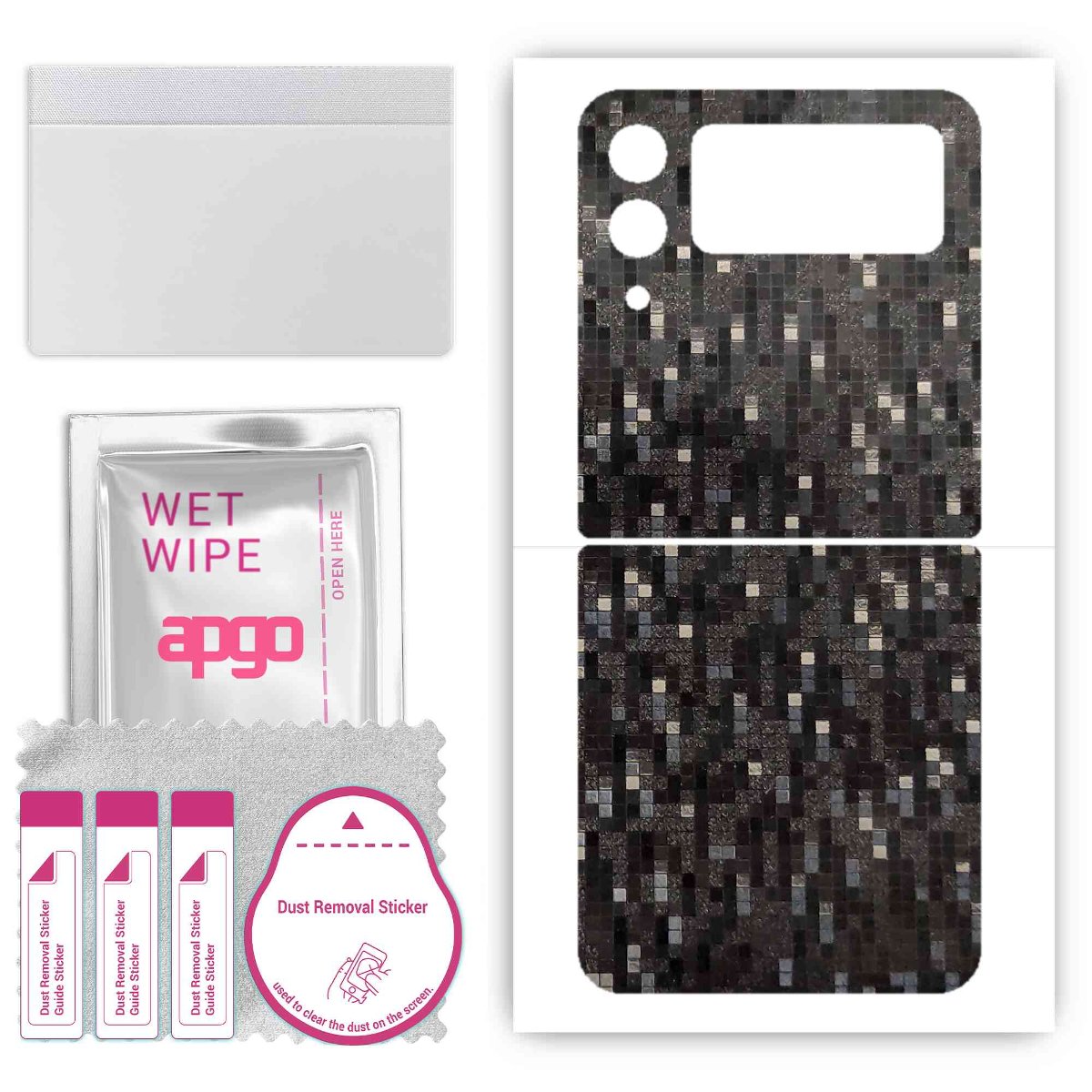 Folia naklejka skórka strukturalna na TYŁ do Samsung Galaxy Z Flip 3 -  Carbon Pixel Czarny - apgo SKINS