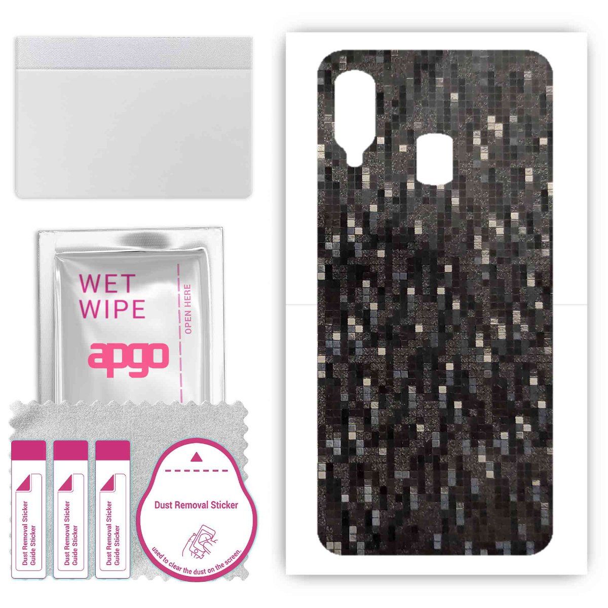 Folia naklejka skórka strukturalna na TYŁ do Samsung Galaxy A40 -  Carbon Pixel Czarny - apgo SKINS