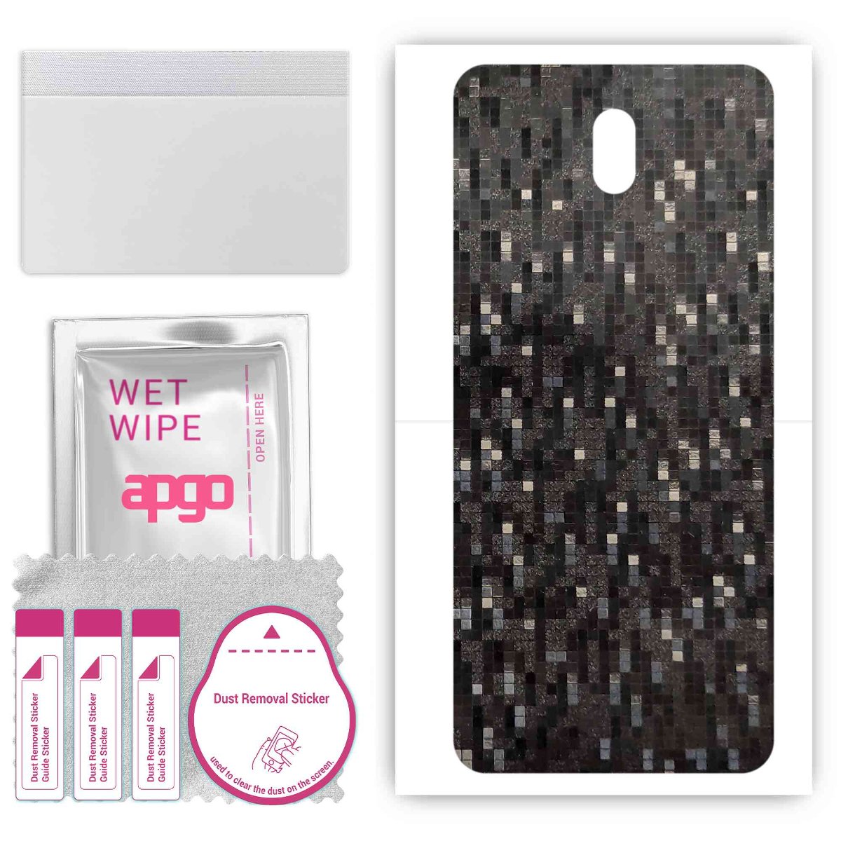 Folia naklejka skórka strukturalna na TYŁ do Nokia 3 V -  Carbon Pixel Czarny - apgo SKINS