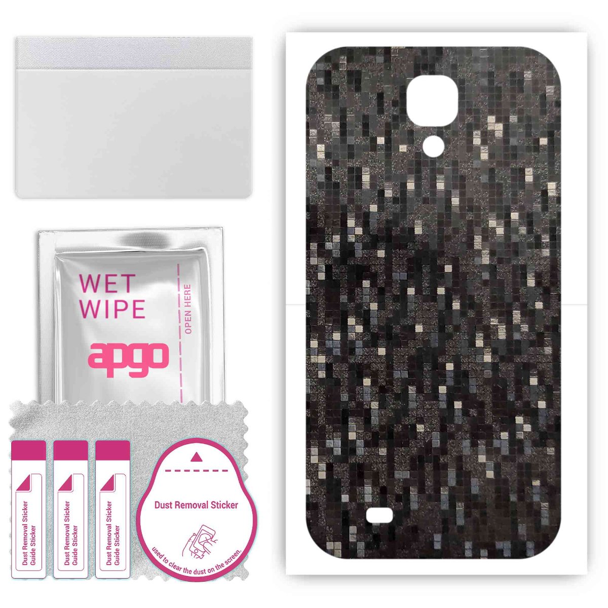 Folia naklejka skórka strukturalna na TYŁ do Samsung Galaxy S4 Active i9295 -  Carbon Pixel Czarny - apgo SKINS