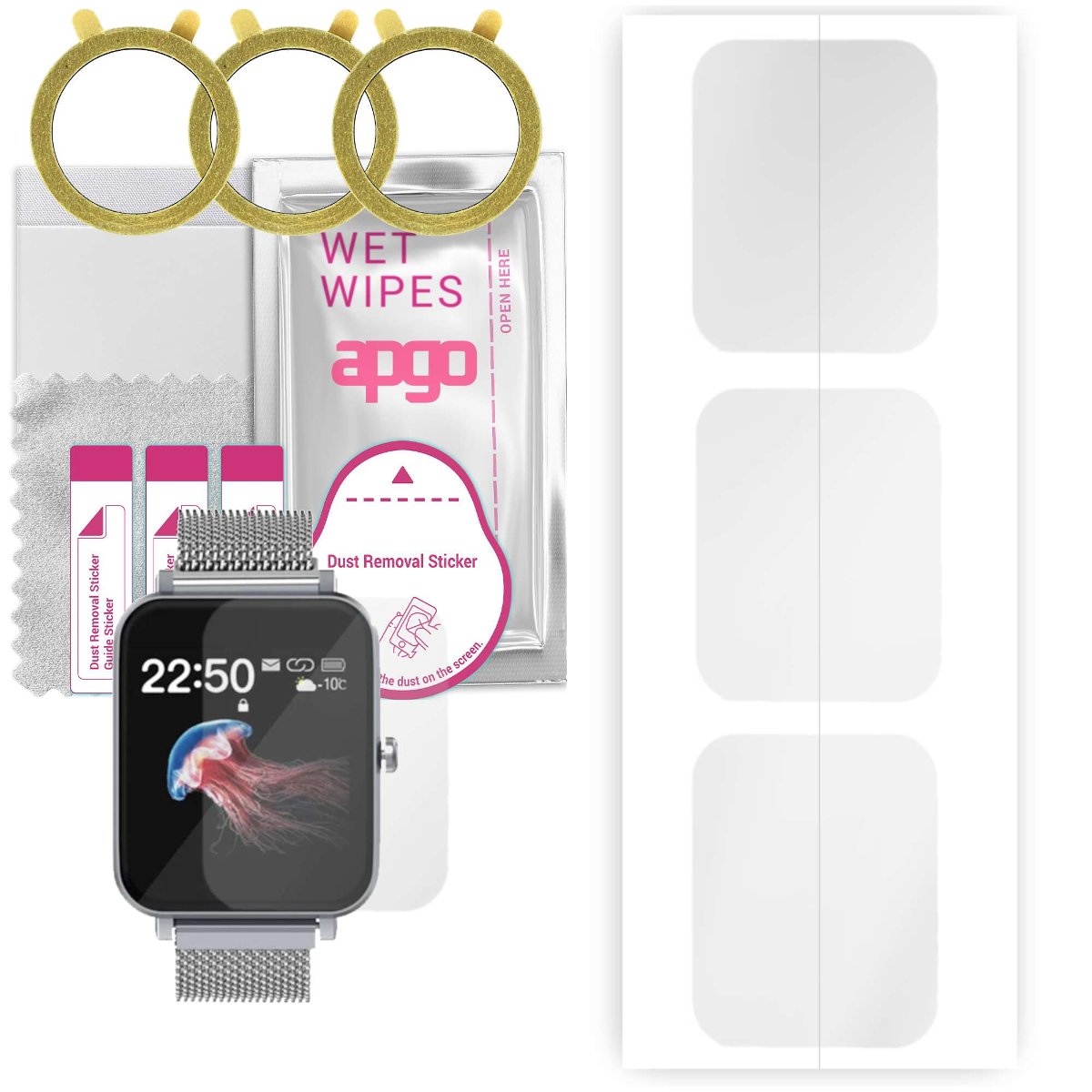 3x Folia hydrożelowa do Havit H1103A - apgo Smartwatch Hydrogel Protection Ochrona na ekran smartwatcha