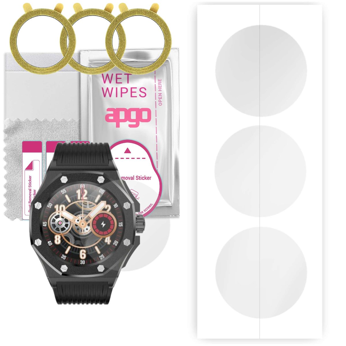 3x Folia hydrożelowa do Kumi GW20 - apgo Smartwatch Hydrogel Protection Ochrona na ekran smartwatcha