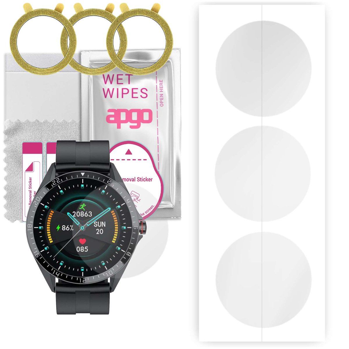 3x Folia hydrożelowa do Kumi GW16T - apgo Smartwatch Hydrogel Protection Ochrona na ekran smartwatcha