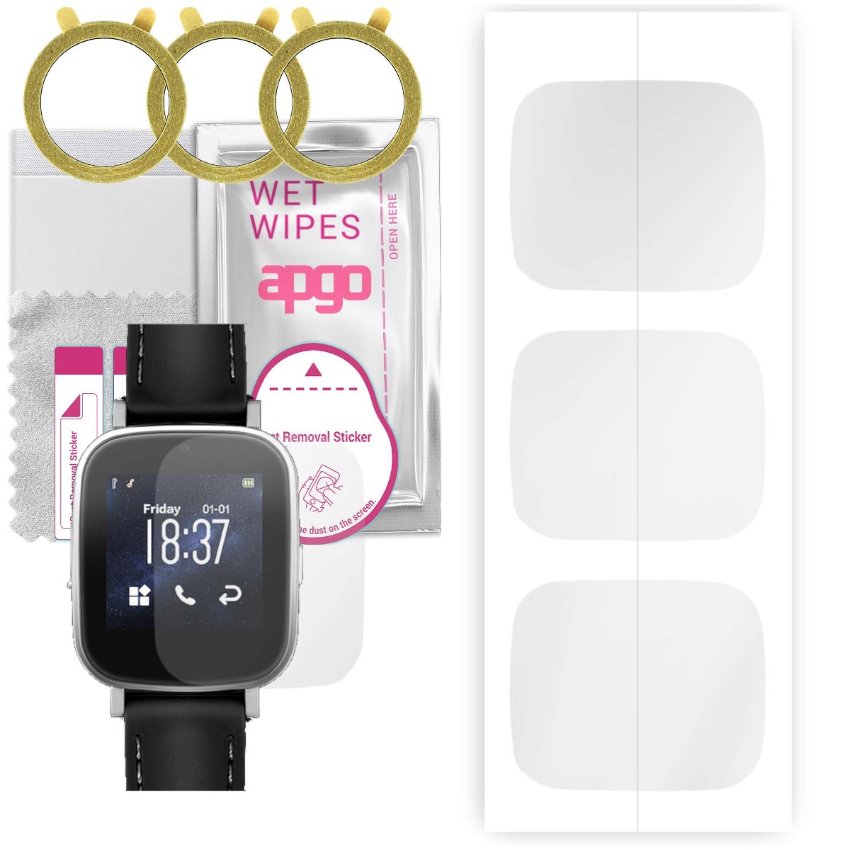 3x Folia hydrożelowa do Kruger&Matz Classic 2 - apgo Smartwatch Hydrogel Protection Ochrona na ekran smartwatcha